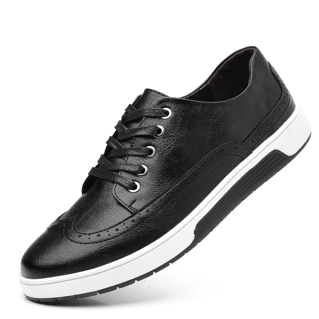 Brand new men's elegant brogue sneakers in a rich tan color, combining style and comfortable footwear.