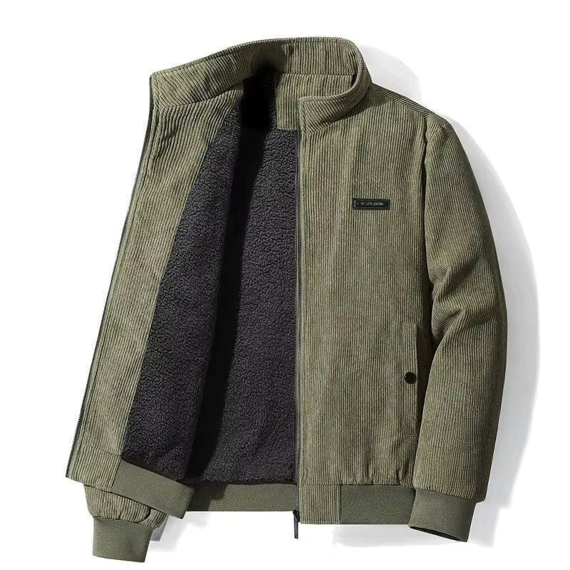 Men's stylish brown corduroy jacket, perfect for fall fashion & casual outdoor wear.