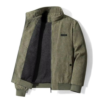 Men's stylish brown corduroy jacket, perfect for fall fashion & casual outdoor wear.