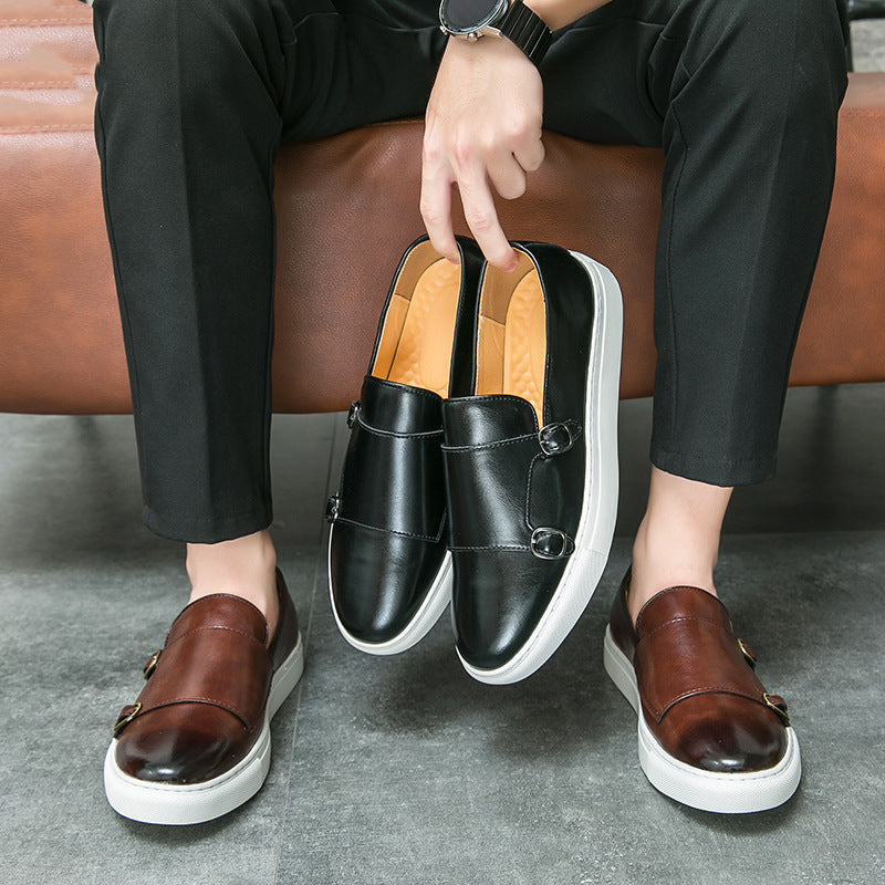 Stylish men's comfortable footwear: classic monk strap loafers for versatile formal & casual looks.