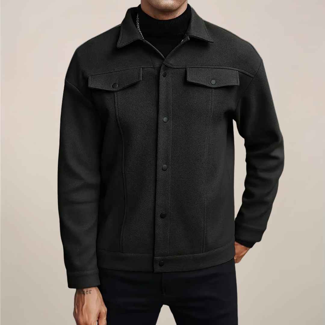 Durable men's button-up fall/winter jacket, versatile outerwear option for smart casual everyday style.