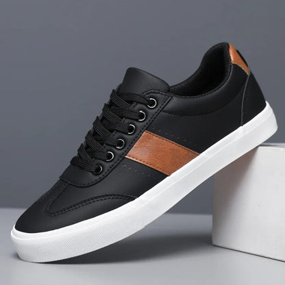 Black men's casual sneakers, perfect for everyday wear. Stylish & comfortable athletic casual footwear.