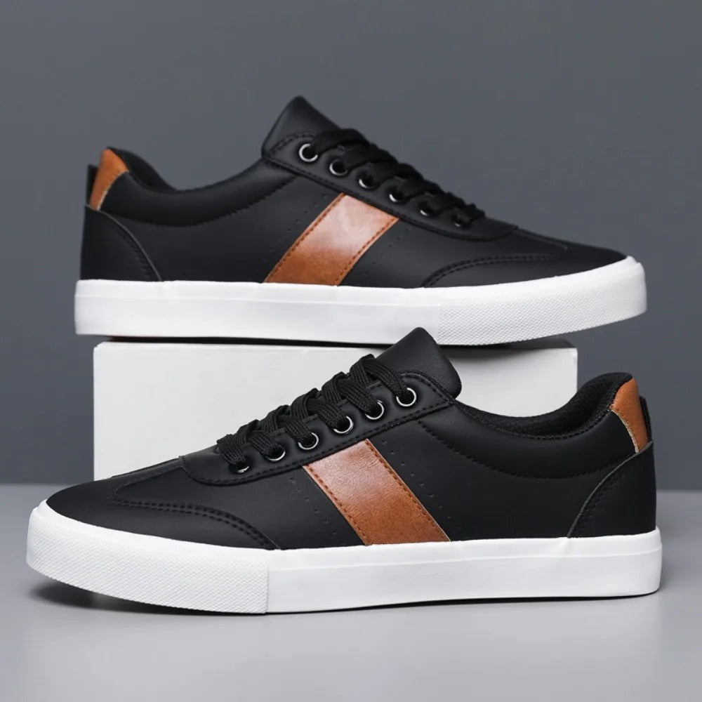 White men's stylish casual sneakers, ideal for everyday fashion & comfortable wear. Men's footwear.