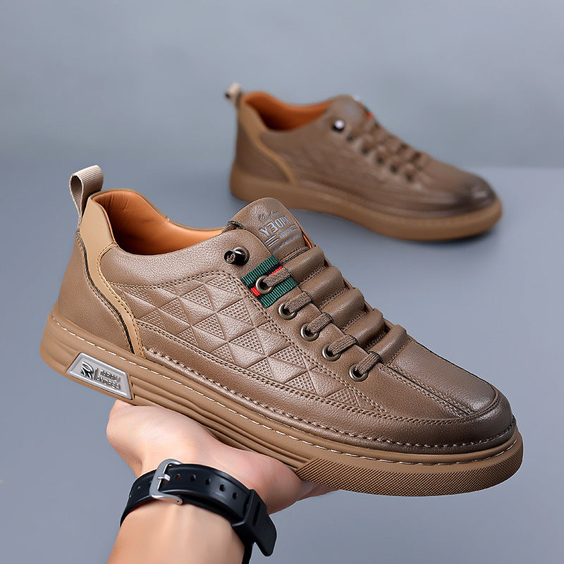 Fashion sneakers for men featuring an elegant embossed pattern, perfect for smart casual outfits.