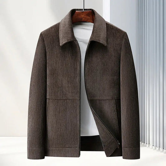 Men's stylish coffee woven jacket for modern layering, perfect for smart casual looks.