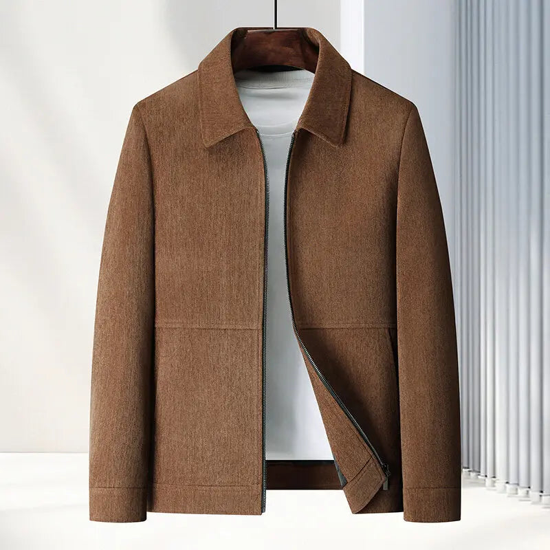 Modern men's woven jacket in black, a stylish and comfortable layering piece for any occasion.