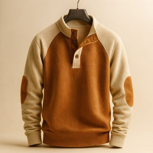 Men's stylish color block raglan sweater, long sleeve for modern everyday fashion.