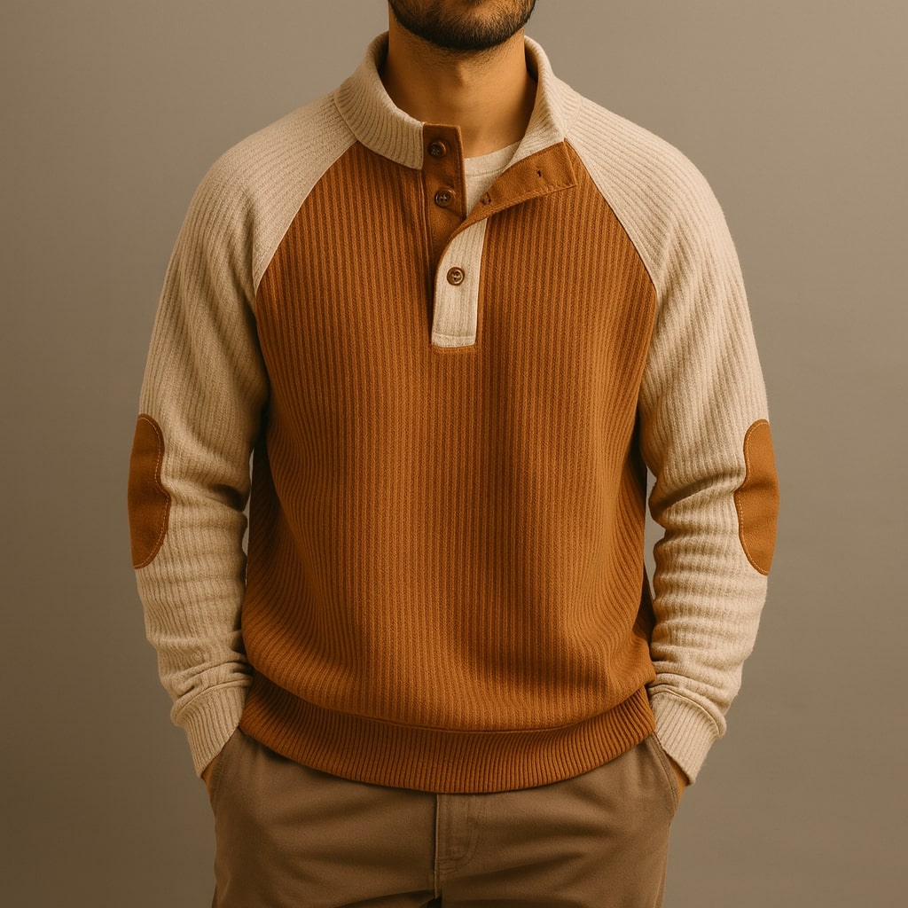 Casual men's color block raglan sweater, perfect for men's fashion and comfortable wear.