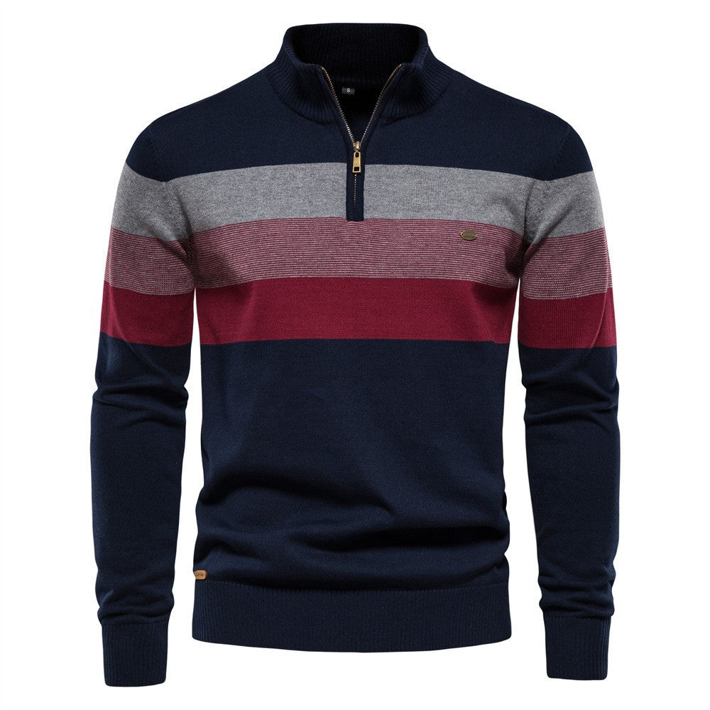 Men's stylish half-zip pullover, featuring a bold colorblock design for modern fashion.