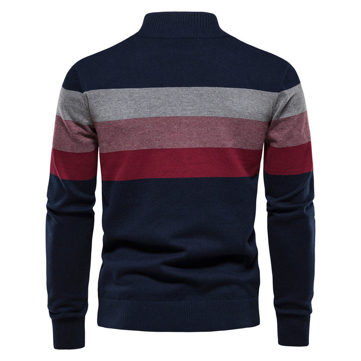 Casual men's fashion: Colorblock half-zip pullover, ideal for stylish layering.