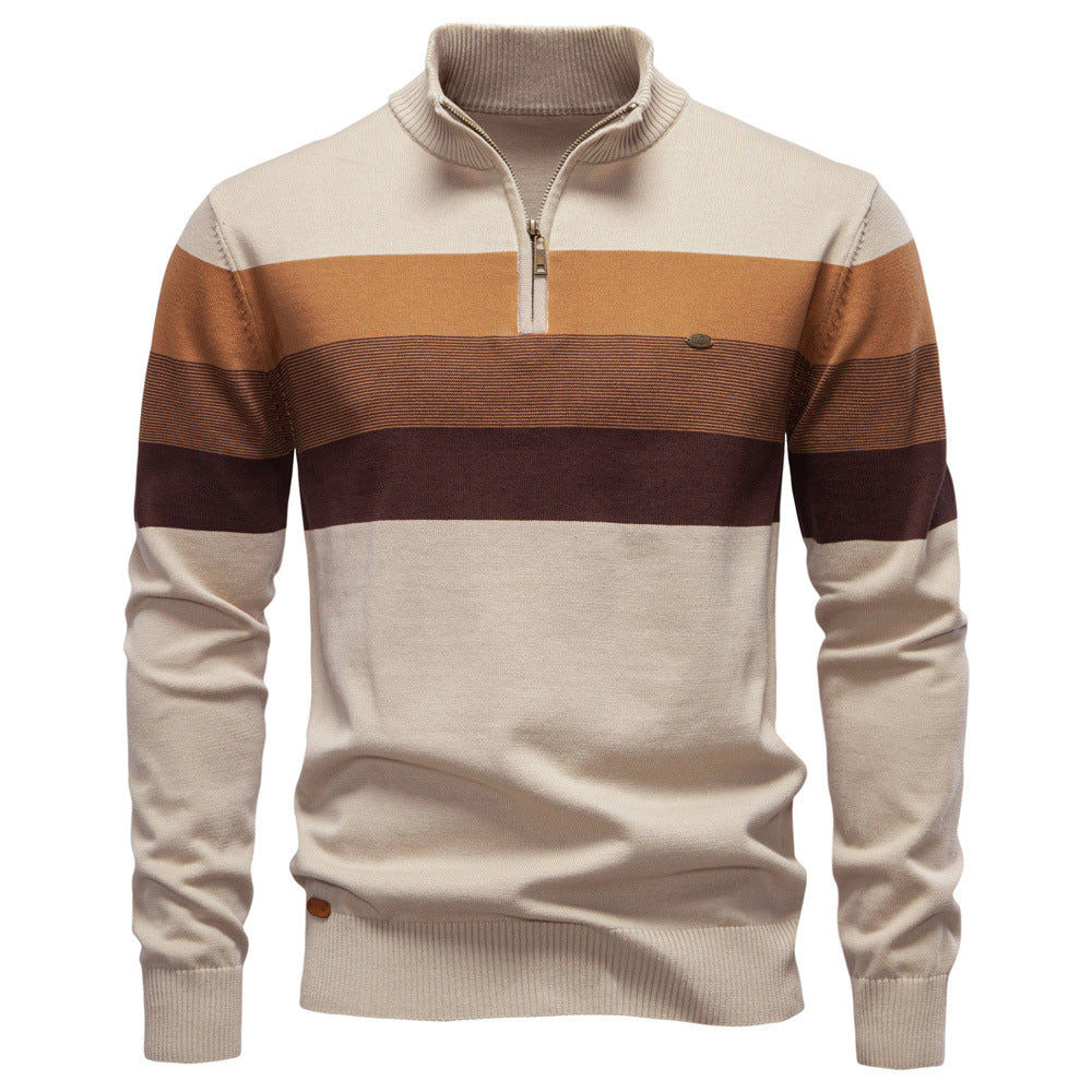 Men's comfort fit colorblock long sleeve half-zip sweater, perfect for casual style.