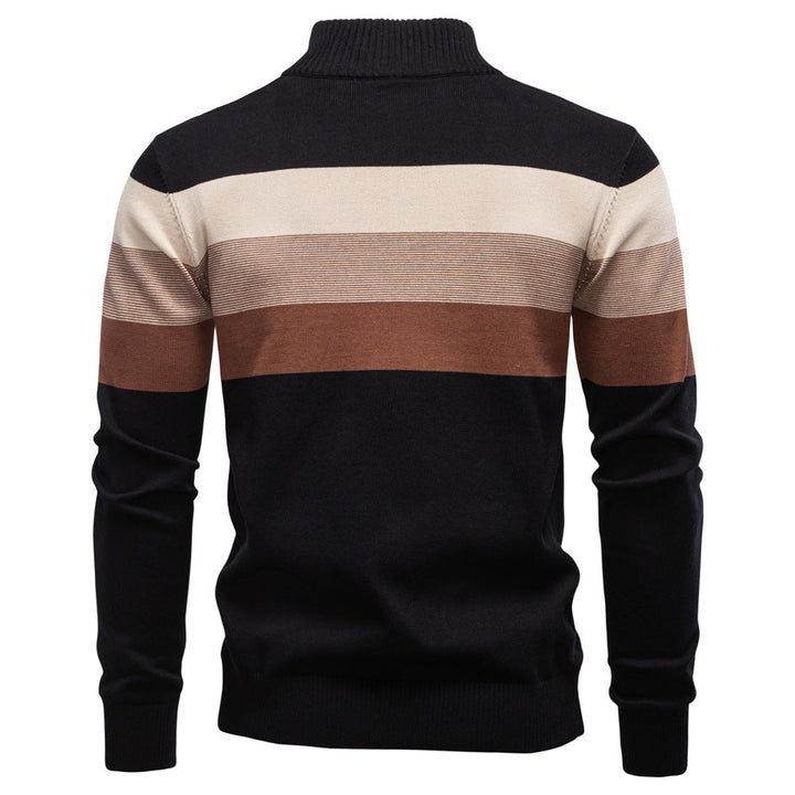 Men's sophisticated colorblock half-zip, a comfort fit pullover for elegant layering.
