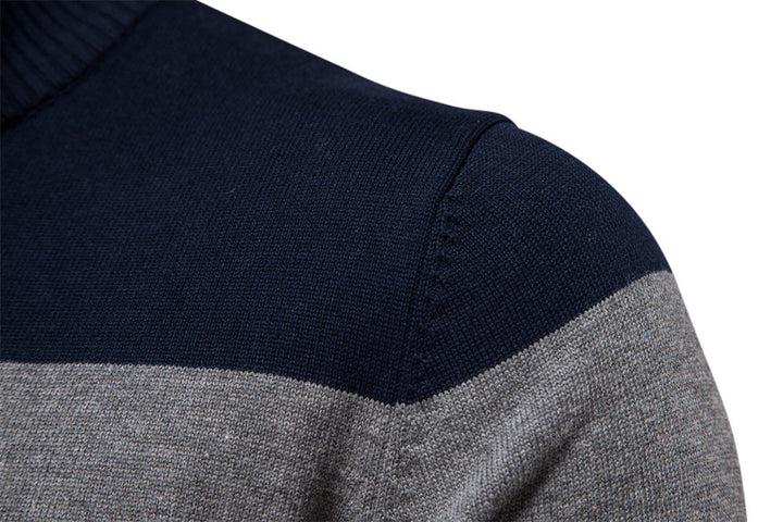 Comfort fit men's colorblock half-zip sweater, a versatile long sleeve for winter style.