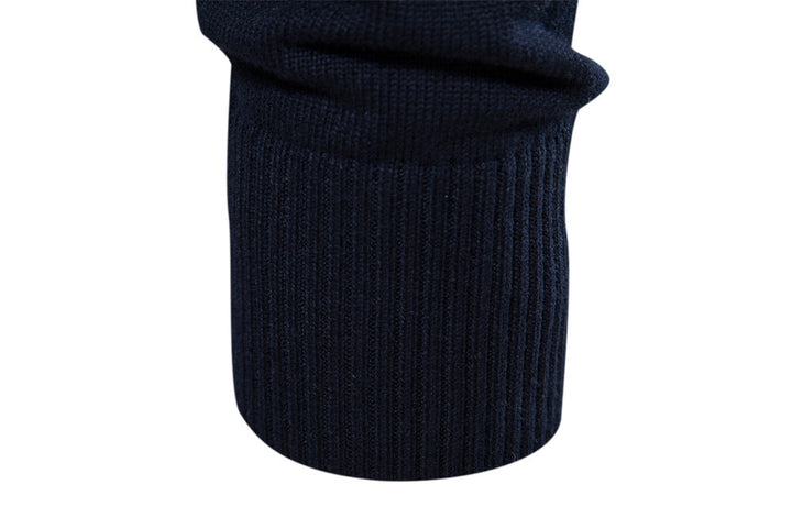 Sophisticated men's colorblock half-zip pullover, great for elegant fall layering.