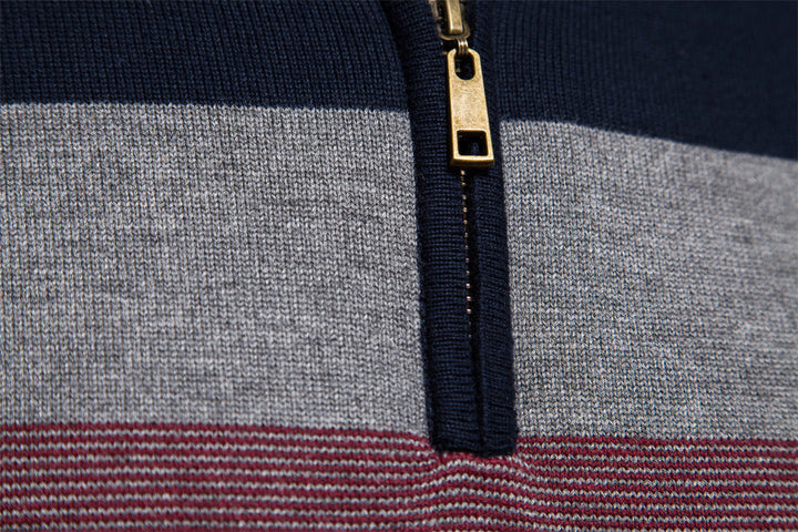 Men's stylish colorblock half-zip pullover, a comfort fit for versatile fall outfits.