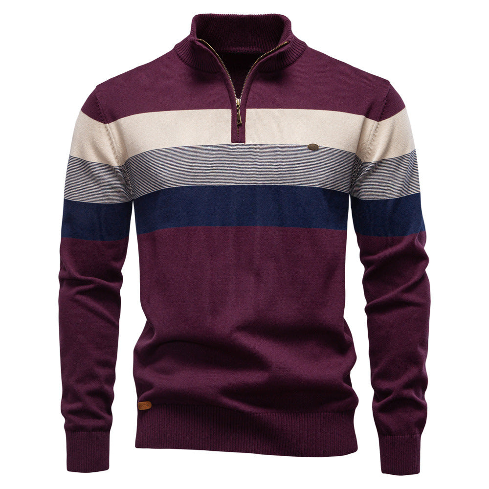 Men's colorblock pullover, a comfort fit half-zip sweater for sophisticated layering.