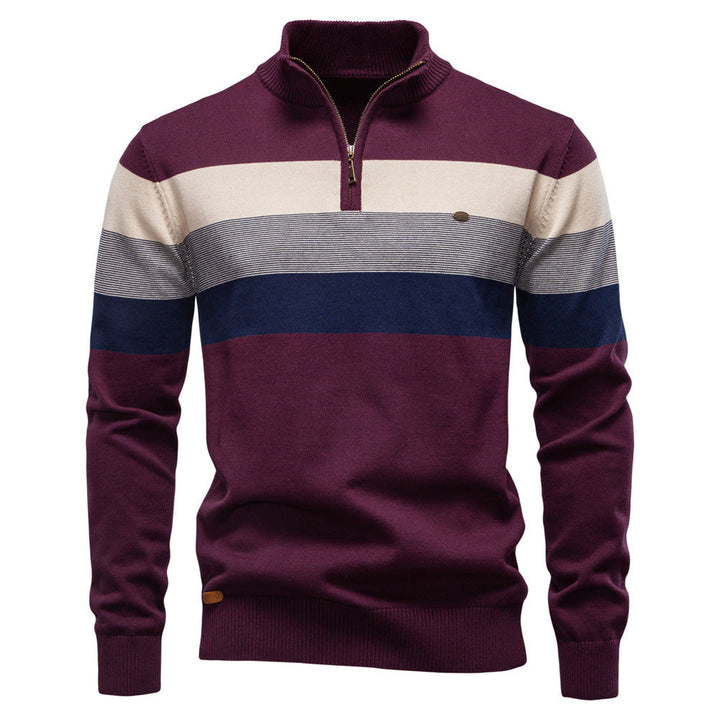 Men's colorblock pullover, a comfort fit half-zip sweater for sophisticated layering.