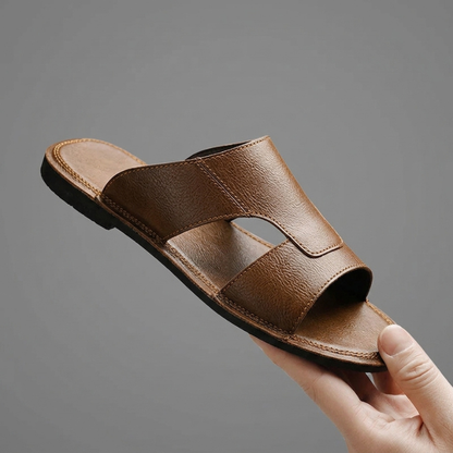 Men's open-toe comfort sandals, stylish cross-strap design, ideal for summer fashion & daily wear.