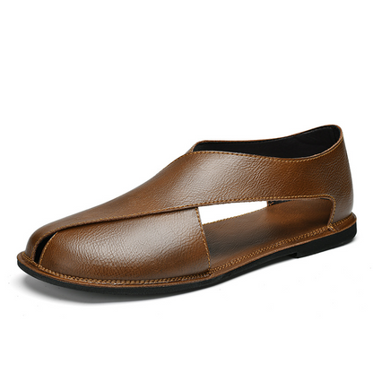 Pair of men's fashionable comfort sandals, ready for summer vacations, beach & casual wear.