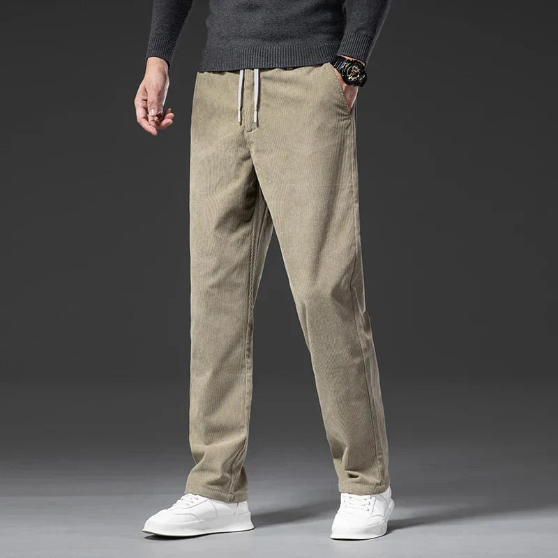 Men's stylish corduroy pants with flexible waist & stretch fabric for ultimate comfort & a casual look.