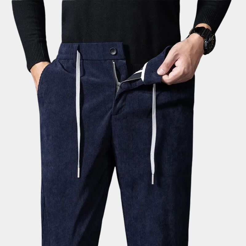 Stylish men's corduroy bottoms featuring a flexible waist for all-day comfort and a modern casual fit.