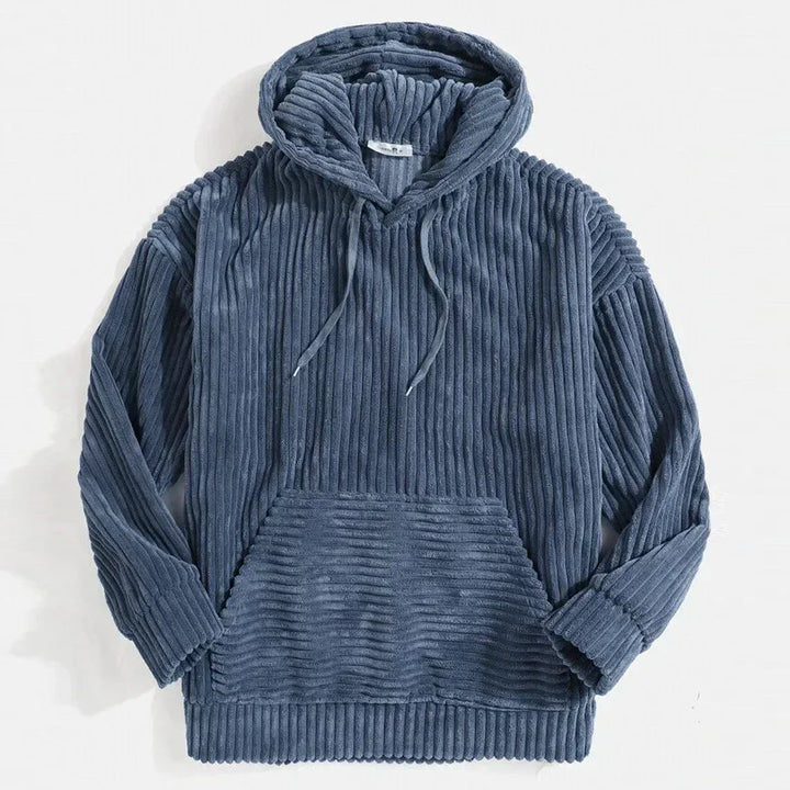 Men's stylish corduroy pullover hoodie in a comfort fit, perfect for casual everyday wear & fall fashion.