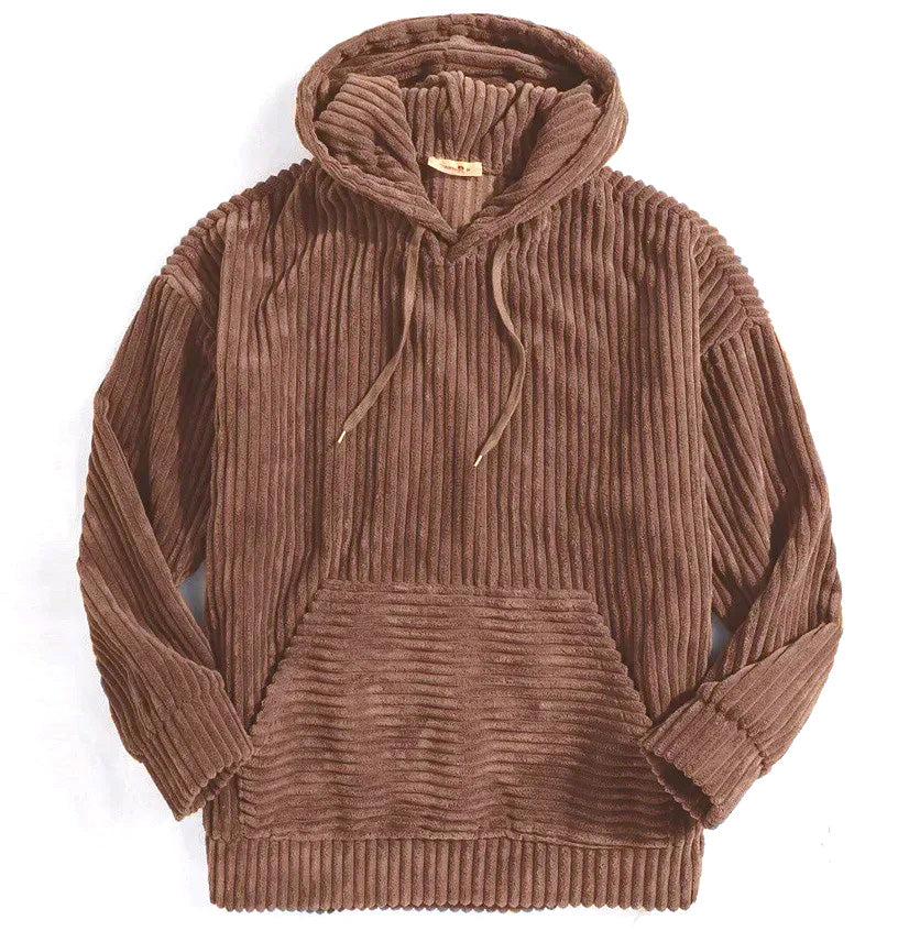 Casual men's corduroy pullover, offering a comfortable fit and modern style for everyday street fashion.