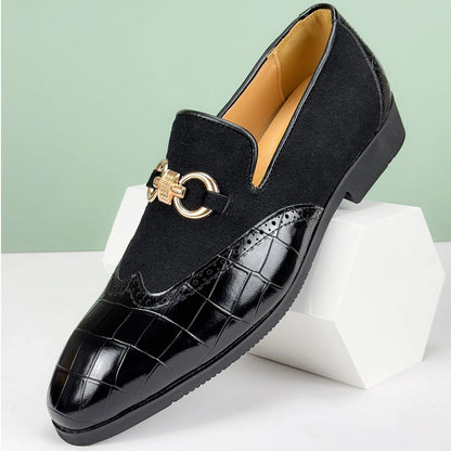 Versatile men's croc-embossed comfort loafers. Textured slip-on footwear, great for both dressy and casual looks.