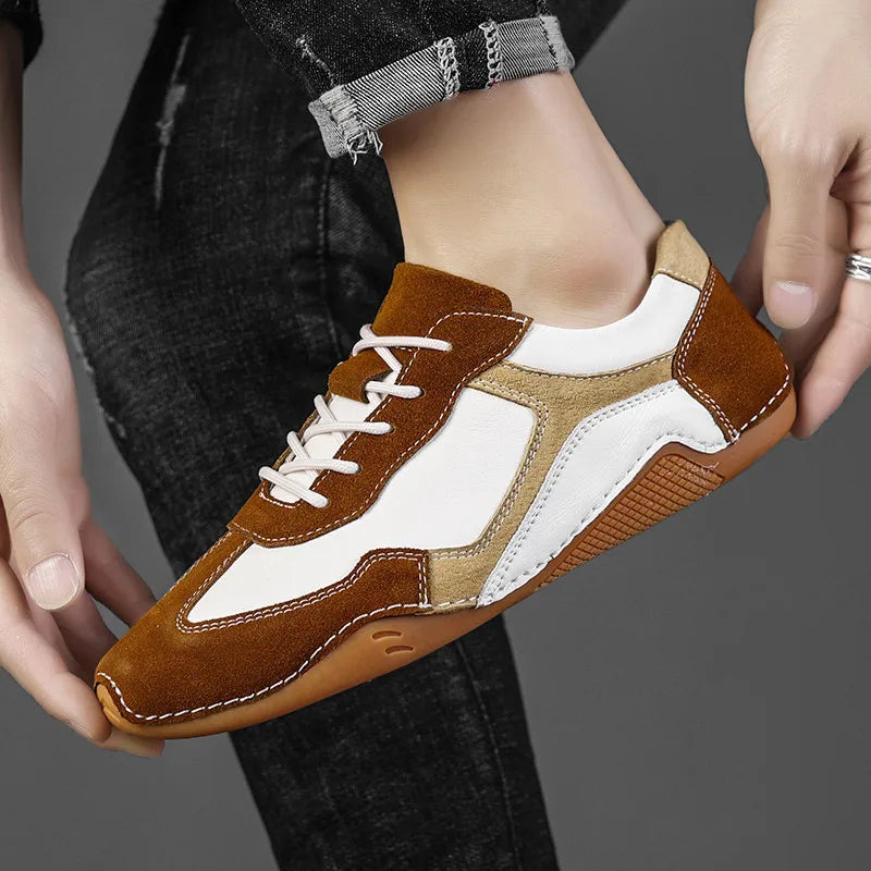 Fashionable men's gum sole sneakers, providing comfort & style for everyday casual outfits.