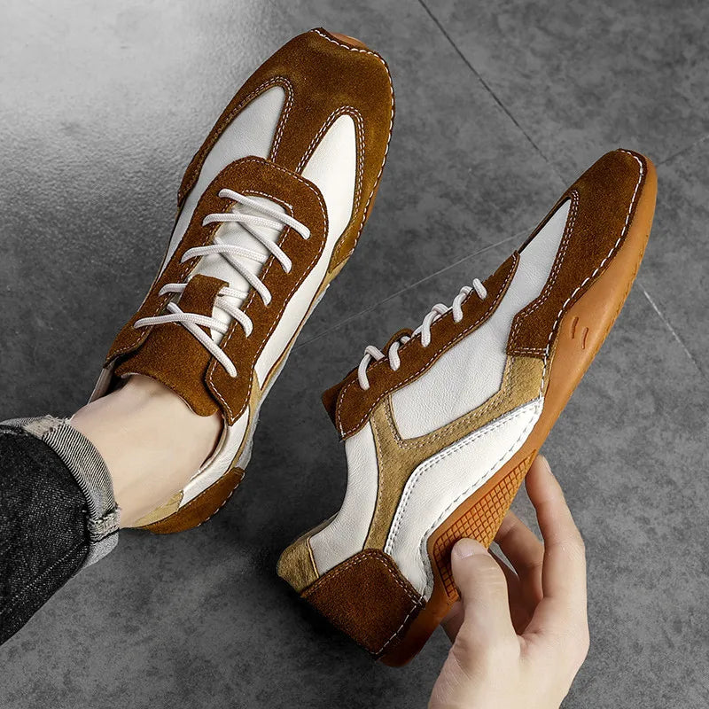 Men's comfortable low-top sneakers with a stylish gum sole, essential for casual streetwear.