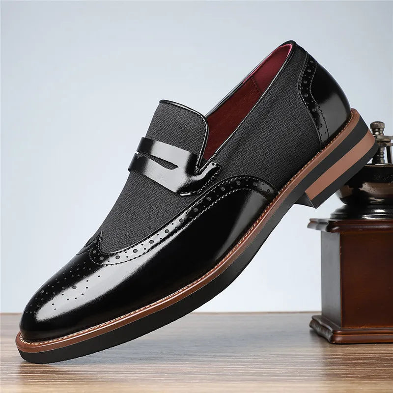 Side view: Stylish men's slip-on loafers, perfect versatile dress & casual footwear.
