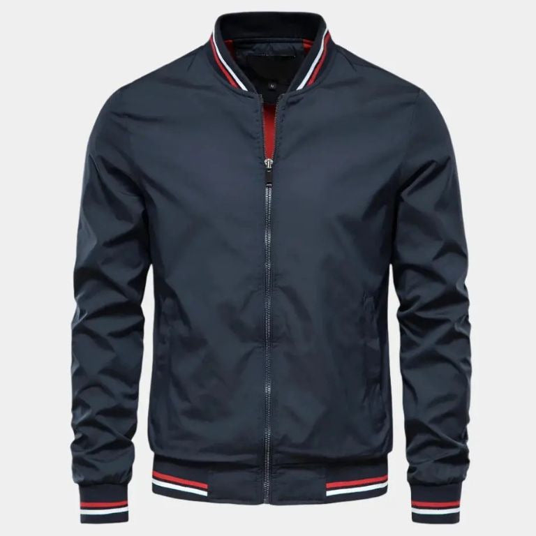 Lightweight men's bomber jacket in a sleek design, ideal for modern casual fashion and everyday wear.