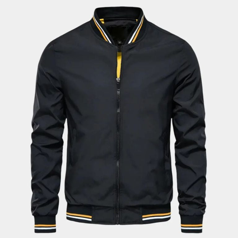 Fashionable men's bomber jacket, lightweight outerwear for a smart casual look, comfortable and modern.