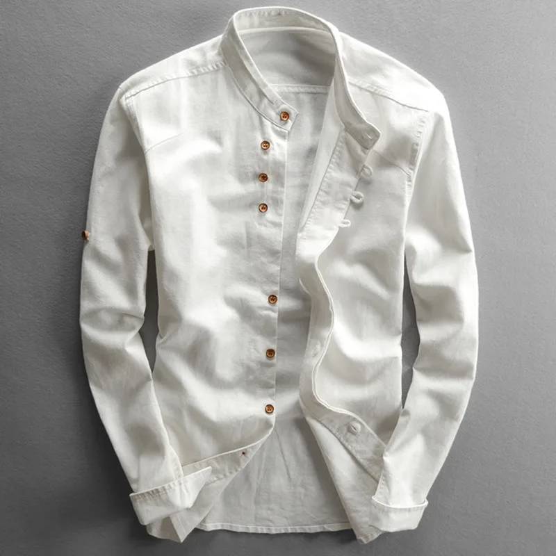 Versatile men's comfort button-up shirt, long sleeve, timeless style for any season, easy care casual wear.