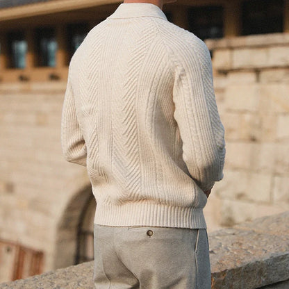 Comfortable & stylish men's long-sleeve polo shirt. Ideal fall clothing for an elevated autumn casual look.