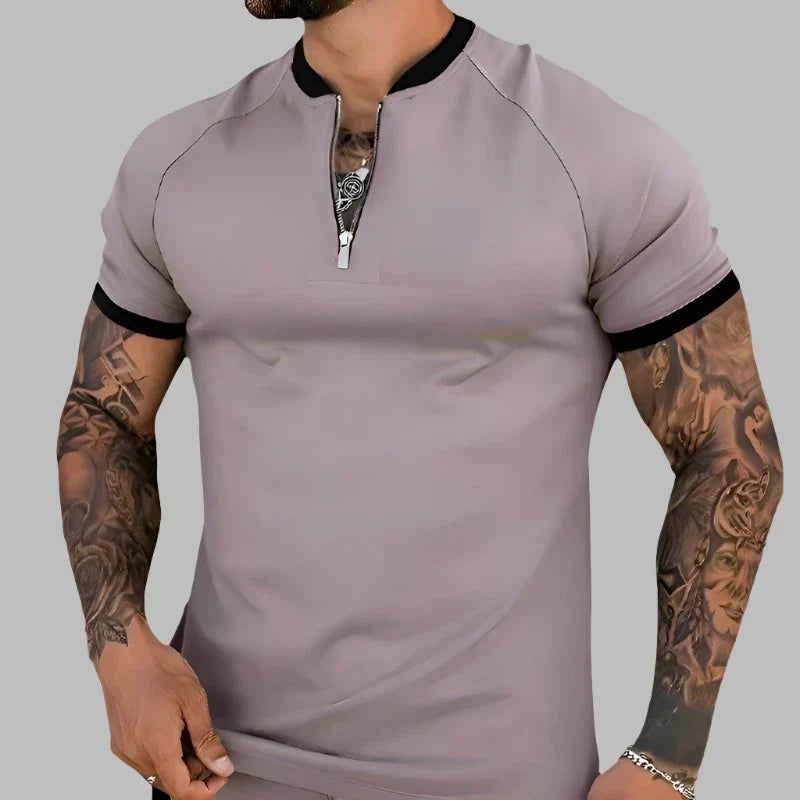 Men's stylish long sleeve shirt with a modern zipper accent, ideal for casual and semi-formal wear.