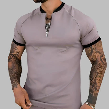 Men's stylish long sleeve shirt with a modern zipper accent, ideal for casual and semi-formal wear.