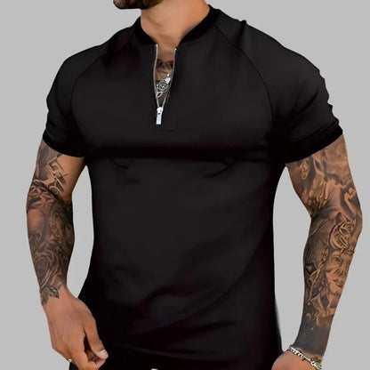 Stylish men's long sleeve zipper shirt, versatile for casual outings, office wear, or formal occasions.