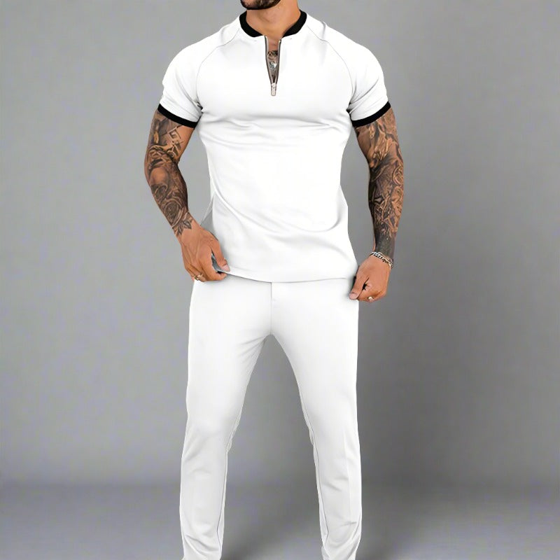 Fashionable men's long sleeve shirt with zipper detail, a versatile piece for a modern, casual, or formal look.