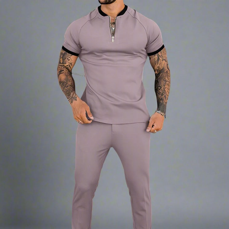 Elegant men's long sleeve shirt with a subtle zipper accent, a sophisticated choice for contemporary men's fashion.