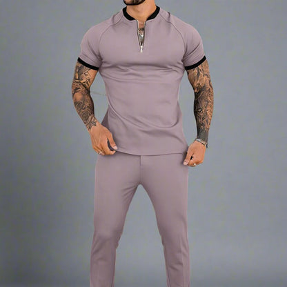 Elegant men's long sleeve shirt with a subtle zipper accent, a sophisticated choice for contemporary men's fashion.