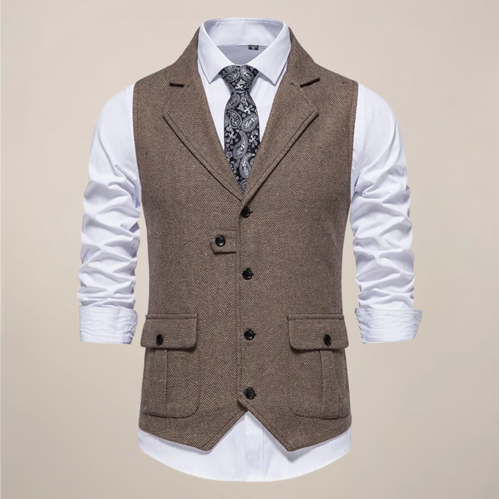 Men's stylish notch lapel waistcoat, perfect for formal or casual outfits & menswear.