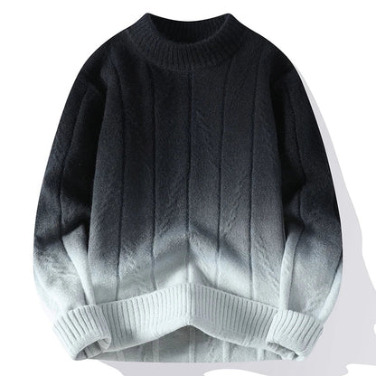 Stylish men's sweater with a striking ombre gradient effect. Long sleeve pullover, perfect for cool weather fashion.