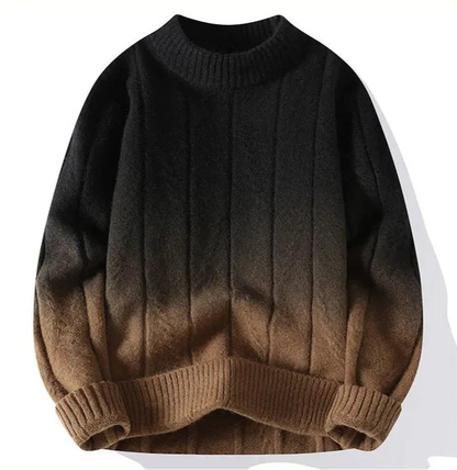 Unique men's gradient pullover sweater. Comfortable and stylish long sleeve knitwear for casual cooler weather.