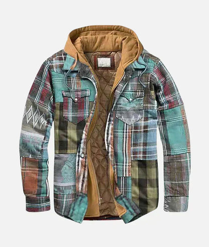 Men's stylish patchwork check vest for effortless layering. Unique fall fashion outerwear.