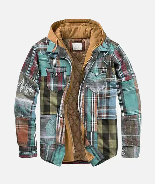 Men's stylish patchwork check vest for effortless layering. Unique fall fashion outerwear.