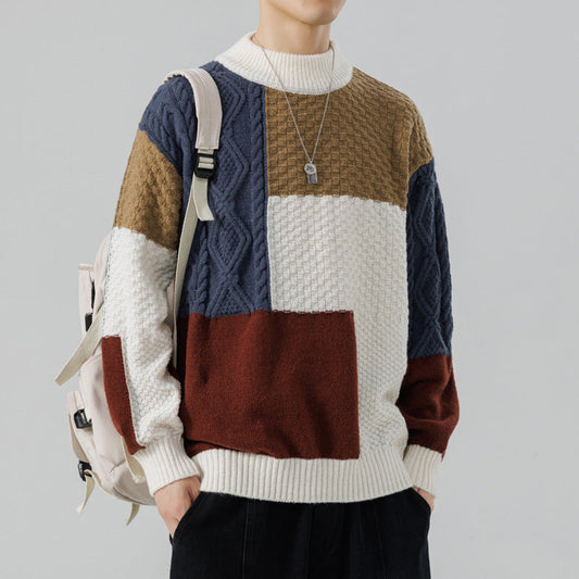 Men's stylish patterned knit pullover sweater. Cozy and warm for winter comfort & autumn layering.