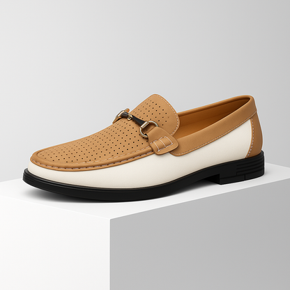 Fashionable men's perforated bit loafers, providing a modern & comfortable footwear option.