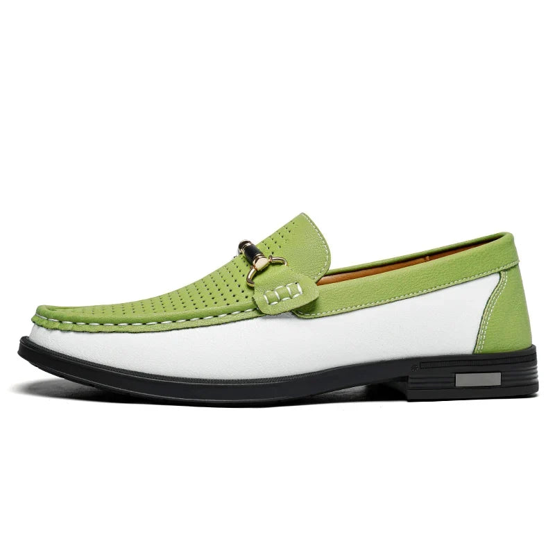 Everyday comfort men's slip-on loafers, featuring stylish perforations and a classic bit.