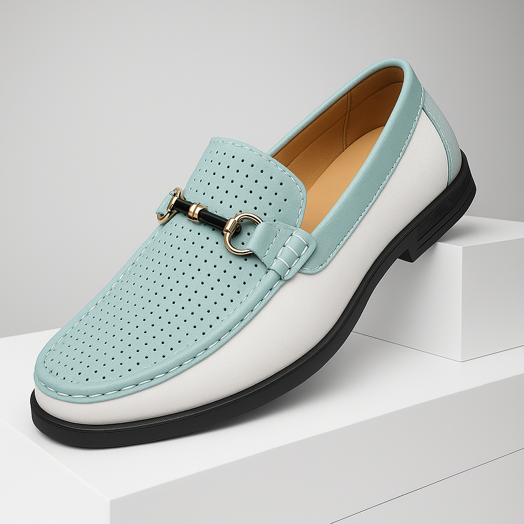 Comfortable men's slip-on bit loafers with elegant perforations, versatile for summer.